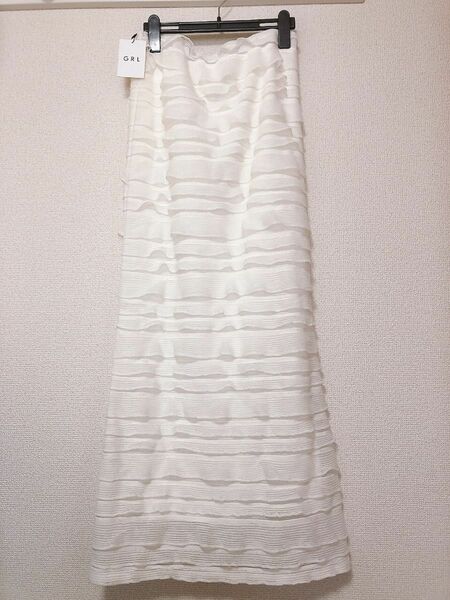 GRL グレイル フリルティアードタイトスカート フリル スカート ロングスカート ホワイト 白 淡色 新品未使用 タグ付き