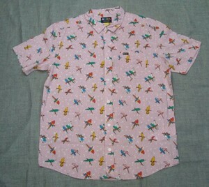 新品RVCA (ルーカ) メンズショートスリーブシャツLP X KLW PARROTS SS BC041-133 AVYWT00273（カラー：PINK） Lサイズ