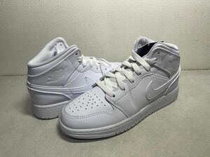 AIR JORDAN 1 MID GS エア ジョーダン 1 ミッド TRIPLE WHITE 白x白 US5Y 国内正規 未使用 554725-136