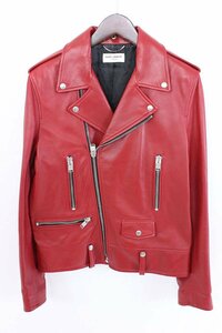 即決　極美品　幻のレッド　SAINT LAURENT PARIS　サンローランパリ　エディ期 L01 クラシックモーターサイクル　ライダース☆46サイズ