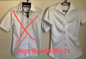 HeartMadeShirts ワイシャツ2枚セット　レディース　7号　★オフィス、通勤用★ トップス　半袖　夏用