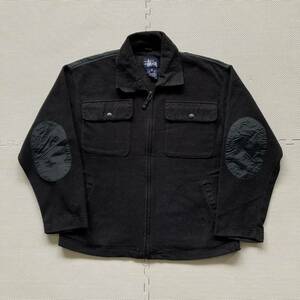 90s Stussy Stussy fleece Zip up over shirt elbow patch M