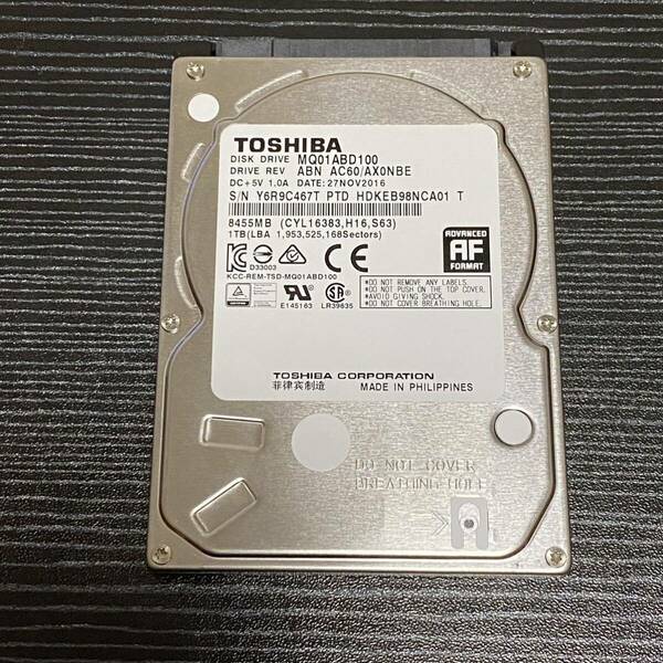 TOSHIBA MQ01ABD100 HDD 1TB 13344時間