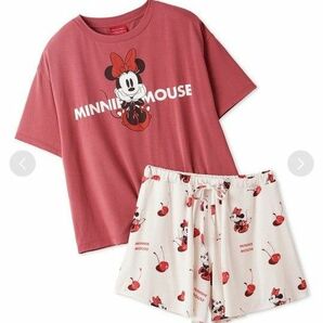 ジェラートピケ　ジェラピケ　ミニー　Minnie/ワンポイントTシャツ＆ショートパンツセット　レッド