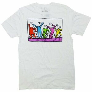 海外正規ライセンス Keith Haring Dancing Art Men Tee キースへリング ダンシングアート Tシャツ 白 半袖/M