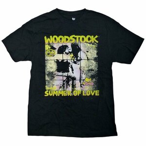海外正規ライセンス Wood Stock Summer Of Love Tee ウッドストック オフィシャル ロゴ Tシャツ フェス ウォッシュ加工 黒/M