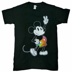 海外正規ライセンス Disney Mickey Mouse Tie Dye Mickey Stroked T-Shirt ミッキーマウス ディズニー タイダイ ヴィンテージ Tシャツ 黒/S