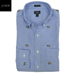 J.Crew ジェイクルー ボタンダウン スリムフィット オックスフォードシャツ セントバーナード 刺繍 長袖 青/S