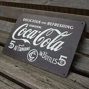 【ブリキ看板】コカコーラ coca cola 〈黒） ガレージ インテリア レトロ風 インテリア 店舗 カフェ 壁飾り 30cm×20㎝（送料無料！）の画像3