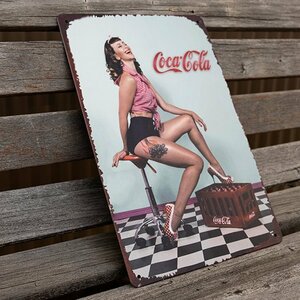 【ブリキ看板】コカコーラ セクシーガール coca cola 看板 レトロ風 インテリア インテリア 店舗 カフェ 壁飾り 20cm×30㎝・送料無料 ②