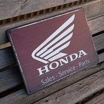 【ブリキ看板】HONDA ホンダ ロゴ ウイング ガレージ インテリア レトロ風 インテリア 店舗 カフェ 壁飾り 30cm×20㎝（送料無料！）_画像2