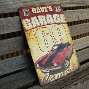 [ tin plate signboard ]69 Chevrolet Camaro Ame car route 66 garage retro manner interior store Cafe wall decoration 20cm×30.( free shipping!)