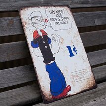 【ブリキ看板】ポパイ Popeye HEY KIDS ガレージ レトロ風 インテリア 店舗 カフェ BAR 壁飾り 20cm×30㎝（送料無料！）_画像1