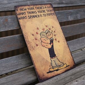 [ жестяная пластина табличка ] Popeye Popeye Heart шпинат spinach гараж retro способ интерьер магазин Cafe BAR стена украшение 20cm×30.( бесплатная доставка!)