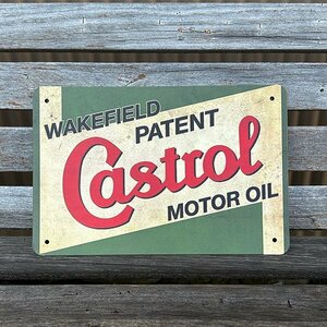 【ブリキ看板】 Castrol カストロール エンジンオイル motor oil レトロ風 インテリア 店舗 カフェ 壁飾り 20cm×30㎝（送料無料！）②