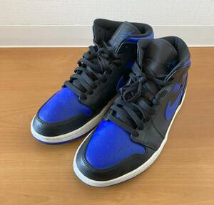 ナイキ NIKE AIR JORDAN 1 MID BLACK/BLUE エアジョーダン1 ミッド ブラック/ブルー ハイカットスニーカー US9.5 27.5cm 554724-068