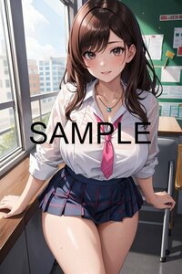 【高画質 A4 美女 ポスター】 巨乳 美乳 巨尻 美尻 下着 制服 コスプレ セクシー 可愛い 美小女 同人 アニメ イラスト アート 1点物 s0016