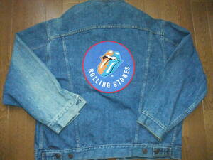  low ring * Stone zG Jean Denim jacket (XL) 1990 year the first . day .. official goods THE ROLLING STONES denim jacket STEEL WHEELS TOUR