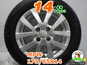 [中古タイヤホイール4本セット]MPW[14x5.5J+40/100/4H]Laufenn[175/65R14]アクア,ヴィッツ,キューブ,フィット,スイフト,デックス,デミオ