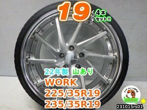 【中古】ワーク GNOSIS/19x9J+27/10J+35/114.3/5H/グッドイヤー225/35R19 235/35R19/19インチ タイヤホイールセット4本セット