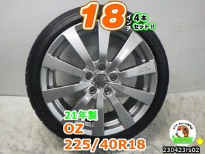 [中古タイヤホイール4本セット]OZ ミケランジェロ[18x7.5J+50/112/5H]ダンロップ(ディレッツァDZ101)[225/40R18]ゴルフ8,グルフ6,ゴルフ7