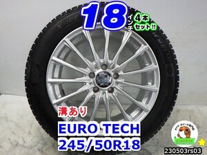 [中古スタッドレスタイヤホイール4本セット]EURO TECH R Sports[18x8J+39/112/5H]溝あり/ミシュラン(X-ICE)[245/50R18]