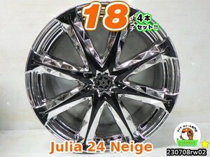 [中古ホイール4本セット]M’z SPEED Julia24Neige[18x7J+48/100/4H]メッキ/ブラック/アクア,カローラ,オーラ,フィット,ライズ,スイフト