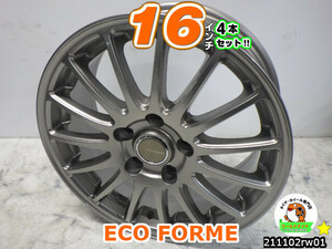 [中古ホイール4本セット]ECO FORME[16x6.5J+46/114.3/5H]プリウスα,C-HR,VOXY,セレナ,オデッセイ,アクセラ,スイフトスポーツ,フリード