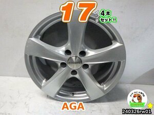 【中古】AGA/シルバー/スポーク/M14球面/17x7.5J+25/112/5H/17インチ ホイール4本セット/アウディ:A5/17インチ ホイール4本セット