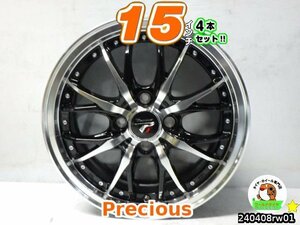 【中古】Precious HM-3/ブラポリ/15x5.5J+43/100/4H/15インチ ホイール4本セット/アクア,ヤリス,ノート,フィット,フリード,デミオ,ロッキー