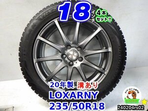 【中古】LOXARNY/18x7.5J+38/114.3/5H/ブリヂストン(ブリザックVRX2)溝あり/235/50R18/18インチ スタッドレスタイヤホイール4本セット