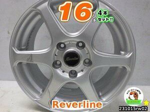 【中古】Reverline/シルバー/スポーク/16x6.5J+53/114.3/5H/16インチ ホイール4本セット/エスクァイア,ノア,エルグランド,セレナ,RVR