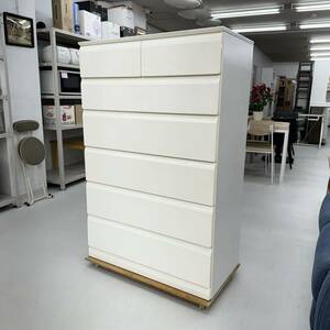 [ beautiful goods ] Okawa furniture * corporation sun *90cm width 6 step high chest * western style chest * clothes storage furniture * chest of drawers * mirror finish white * drawer 