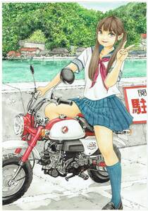 Art hand Auction Illustration originale dessinée à la main B5 vélo jk 2, Des bandes dessinées, Produits d'anime, Illustration dessinée à la main