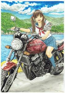 オリジナル手描きイラストB5 bike jk