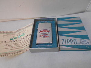 ビンテージ スリム Zippo RAYTHEON ELECTRON TUBES 1958年製　未使用ニアミントコンディション,オリジナルインナー箱は汚れ,痛みがあります