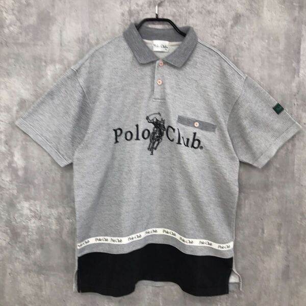 Polo club ポロシャツ グレー系 フロントロゴ M 送料無料