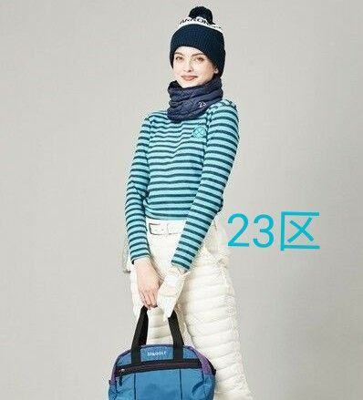新品タグ付き 17,600円→5980円 23区GOLF グランサーモモックネック ボーダー カットソー