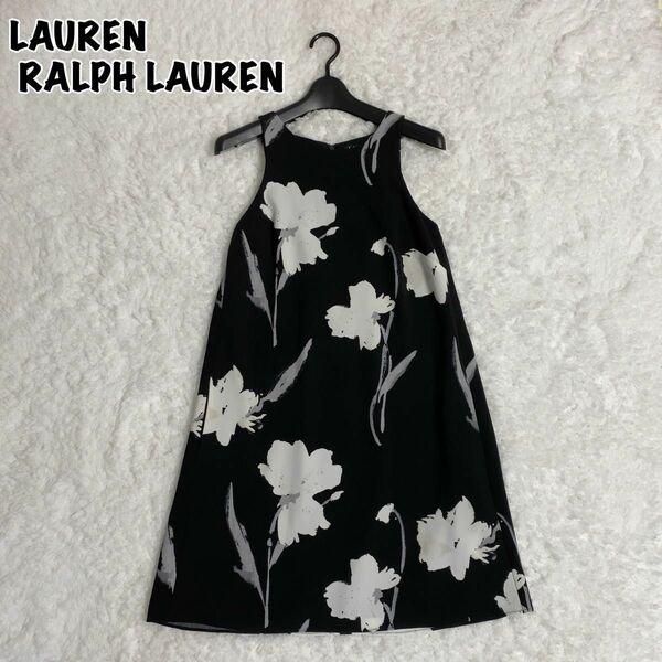 LAUREN RALPH LAUREN ひざ丈ワンピース ノースリーブ 花柄 0