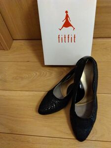 fitfit パンプス ブラック柄