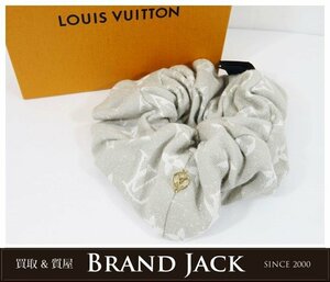 ◆LOUIS VUITTON ルイヴィトン シュシュ モノグラム ジャガード デニム M78235 グレー 定価36,300円 ヘアゴム