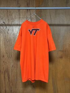 古着 90年代 90s NIKE TEAM ナイキ VT ロゴ プリント Tシャツ カットソー 半袖 オレンジ ORANGE XL 3XL 大きいサイズ ビッグサイズ 