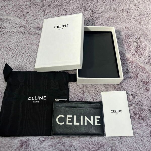 CELINE セリーヌ 本物 新品同様 ロゴ カードケース フラグメントケース 小銭入れ