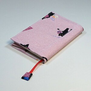 [ есть перевод :100 иен старт ] [ регион кошка * чёрный кошка интересный рисунок ( pink ) ткань ] библиотека книга@ обложка для книги Ver. 001