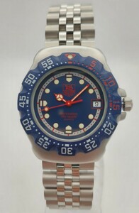 【稼働品】ボーイズ クォーツ タグホイヤー TAGHEUER Professional 200m フォーミュラ1シリーズ 370.513 青/赤文字盤 社外ベルト 