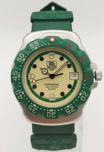 【稼働品】ボーイズ クォーツ タグホイヤー TAGHEUER Professional 200m フォーミュラ1シリーズ 372.513夜光/グリーン文字盤純正ベルト管#1