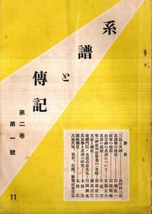 ※系譜と傳記第2巻第1號　三島と天神＝荻野仲三郎・系譜の超越＝平泉澄・唯一神道明法要集の一考察＝齋藤遊雲・紋章の起源＝沼田頼輔等歴史