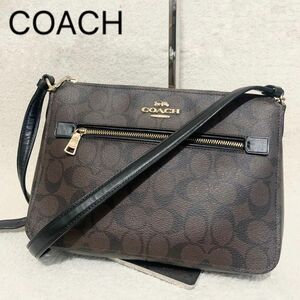 COACH コーチ ショルダーバッグ シグネチャー 91013 ダークブラウン PVC 斜め掛け 肩掛け クロスボディ