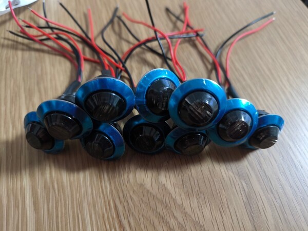サイドマーカーボタン スモーク 10個セット レッド 3 LED 12〜30v 防水 防塵 ip67 埋込式 ユーロ ボルスカud ステンレスカバー