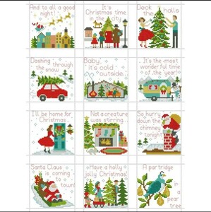 クロスステッチキット Christmas Vacation クリスマスバケーション サンタクロース モチーフ 布に図案印刷あり 14CT 36×47cm 刺繍